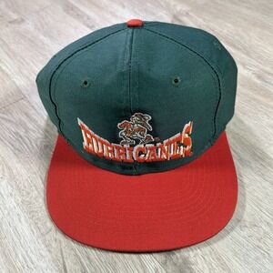VTG Miami Hurricanes Snapback Hat College Collegiate Green Orange Cap‎